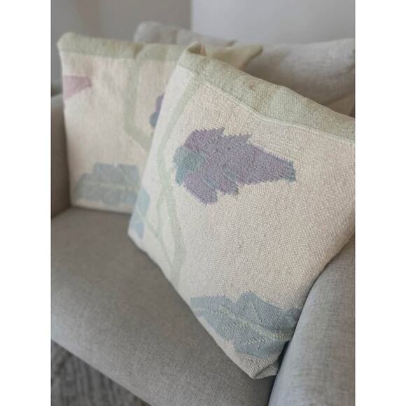 Eastern Accents Vintage 18” Dhurrie Wool Rug Throw Pillows - Picture 3 of 6